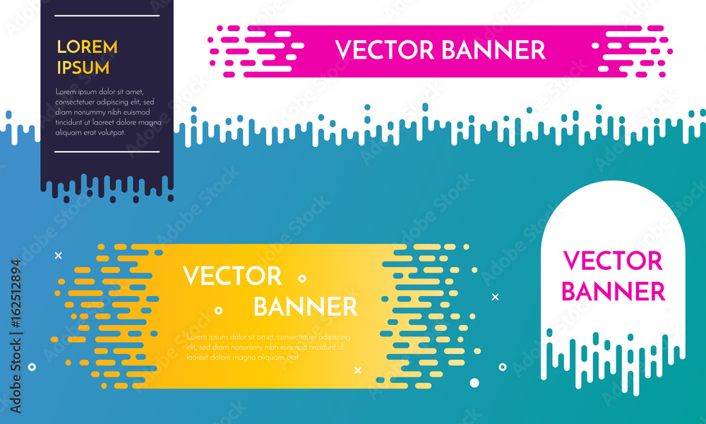 Poster Vector banner template design with dripping irregular flow effect.