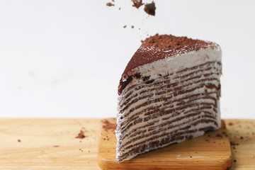 Chocolate cake and cocoa powder