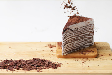 Chocolate cake and cocoa powder