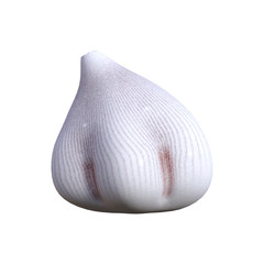 3D Rendering Garlic on White