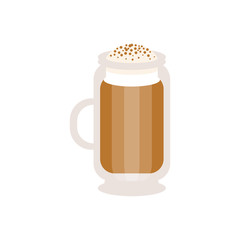 Coffee cappuccino in a glass mug vector Illustration