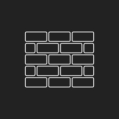 Wall brick icon in flat style isolated on black background. Wall symbol illustration in line style.