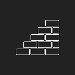Wall brick icon in flat style isolated on black background. Wall symbol illustration in line style.