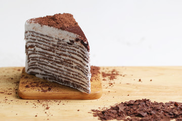 Chocolate cake and cocoa powder