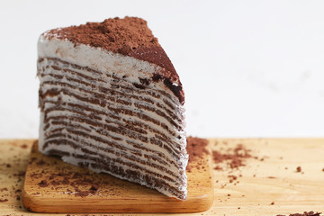 Chocolate cake and cocoa powder