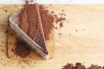 Chocolate cake and cocoa powder