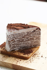 Chocolate cake and cocoa powder