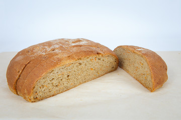 Object photography of freshly baked bread cut into slices