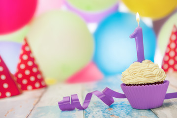 Cupcake with birthday candle