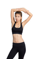 Fototapeta na wymiar Growth portrait of fitness woman in sportswear.