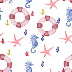 Watercolor drawing sea theme