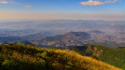 Naklejka premium Hills on blue sky.