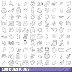 100 dues icons set, outline style