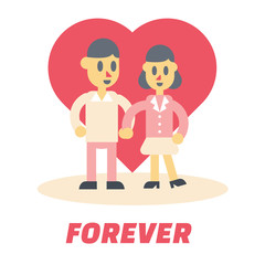 Couple In Love, forever love, Flat Design Elements. Vector Illustration.