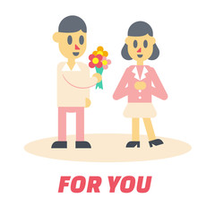 Couple In Love, gift for you, Flat Design Elements. Vector Illustration.