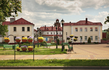 Fototapeta na wymiar Suvorov street in Kobryn. Brest Region. Belarus