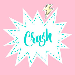 Lettering CRASH! with lightning sticker
