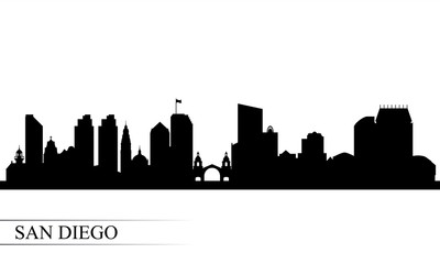 San Diego city skyline silhouette background