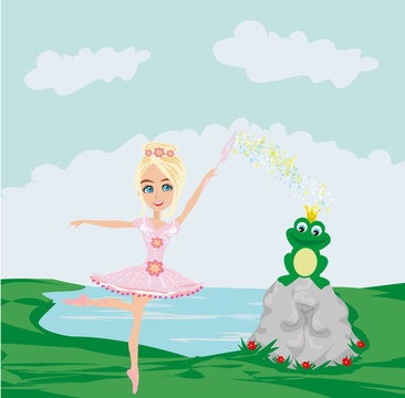 Frog with a crown And fairy ballerina