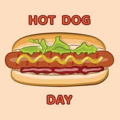 National day hot dog. Vector illustration