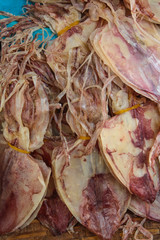 Close up dried squid for background