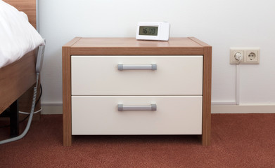 Bed and bedside table