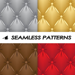 set of seamless patterns with soft upholstery in a realistic style