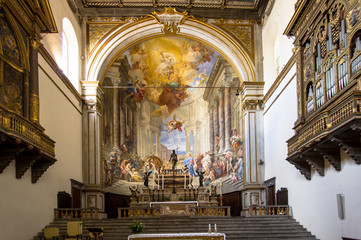 Interior of Santa Maria della Scala church, Siena, Italy - obrazy, fototapety, plakaty