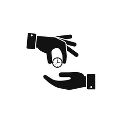 Hand giving the clock icon. Vector isolated time economy illustration