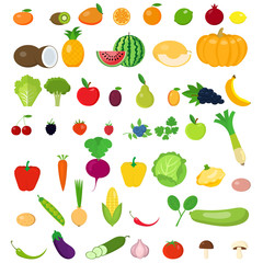 A set of fruits and vegetables.