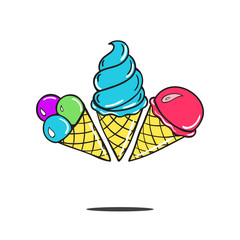 Sweet cartoon cold ice cream. tasty frozen icecream delicious Rasterized copy