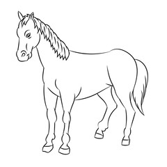  Line Drawing of Horse -Simple line Vector