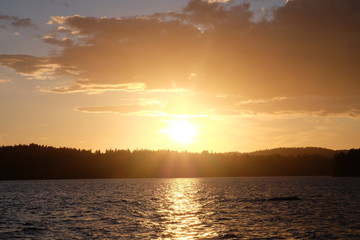 Sunsset at lake ins Sweden