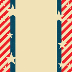 Fourth of July patriotic background with stars and stripes designed with retro flag colors