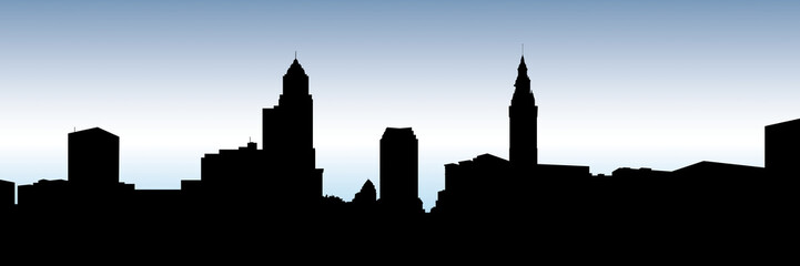 Fototapeta premium Skyline silhouette oft he city of Cleveland, Ohio, USA.
