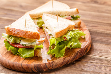 Canape with vegetables on board