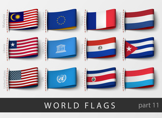 Vector set of flag labels