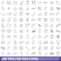 100 toys for kids cons set, outline style