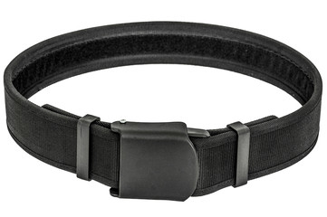 Military tactical belt with semi-automatic buckle for connection. Isolated