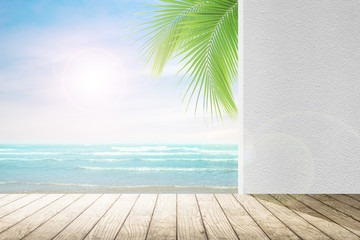 Fototapeta premium Sea view living room interior in modern beach house