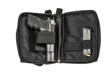 City tactical bag for concealed carrying weapons with a gun inside