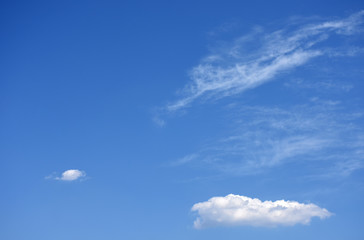 青空と雲「空想・雲のモンスターたち（さまざまな形のモンスターが現れはじめたイメージ）」（目標を見定める、将来を見極める、成功、一点に向かう、レスキュー、助けに向かう、目指す、集約、集中経営などのイメージ）