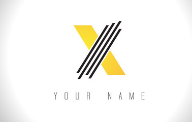 X Black Lines Letter Logo. Creative Line Letters Vector Template.