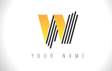 W Black Lines Letter Logo. Creative Line Letters Vector Template.