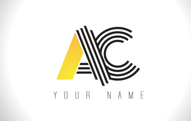 AC Black Lines Letter Logo. Creative Line Letters Vector Template.