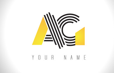 AG Black Lines Letter Logo. Creative Line Letters Vector Template.