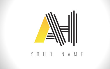 AH Black Lines Letter Logo. Creative Line Letters Vector Template.