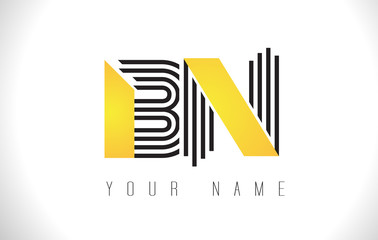 BN Black Lines Letter Logo. Creative Line Letters Vector Template.