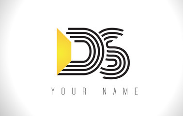 DS Black Lines Letter Logo. Creative Line Letters Vector Template.