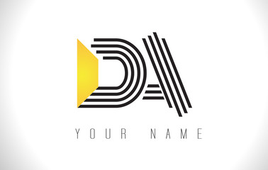 DA Black Lines Letter Logo. Creative Line Letters Vector Template.
